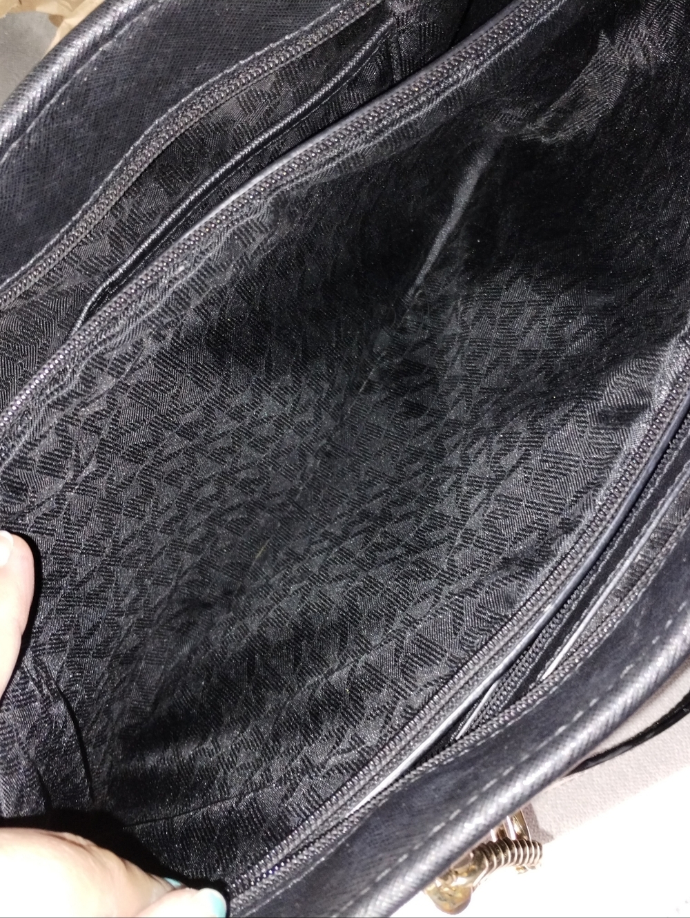 Michael Kors Black Saffiano Leather Tote with Gold Chain Handles - Picture 8 of 8